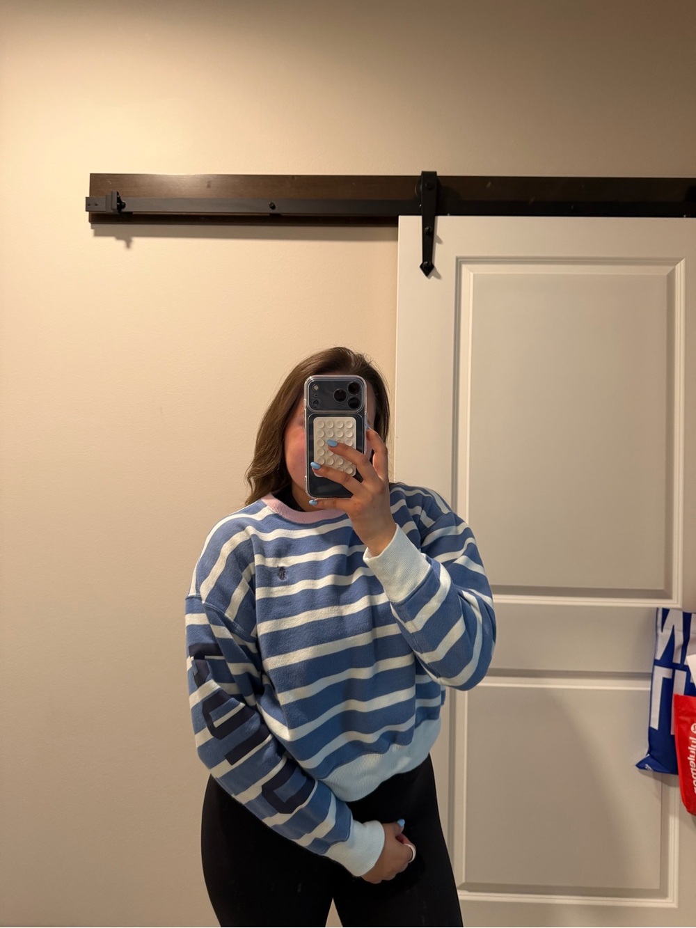 Ralph Lauren Striped Crewneck in Blue, White & Light Pink